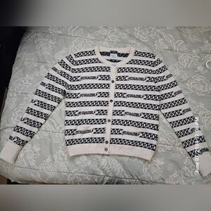 Chanel Cashmere Intarsia Chain Pattern Cardigan